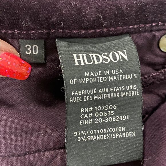 Hudson Nico Midrise Velvet Ankle Skinny Jeans in Violet Trance Size 30 - Picture 8 of 12